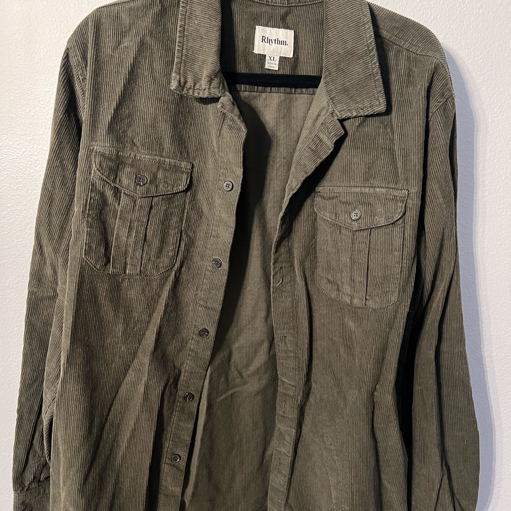 Rhythm Green Casual Button Down Shirt